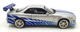 Ertl 1/18 Scale DC13126A Fast And Furious 2001 Nissan Skyline R34 Silver/Blue 