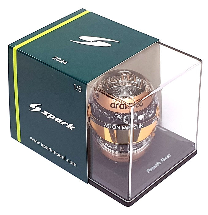 Casque Miniature F1 Fernando Alonso - Édition Grand Prix Du Mexique 2024 Aston Martin - Échelle 1/5, Modèle Spark Officiel - Idéal Collection - 14