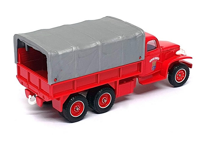 Solido 1/50 Scale Diecast 3121 - GMC Bache Fire Truck - Red/Grey