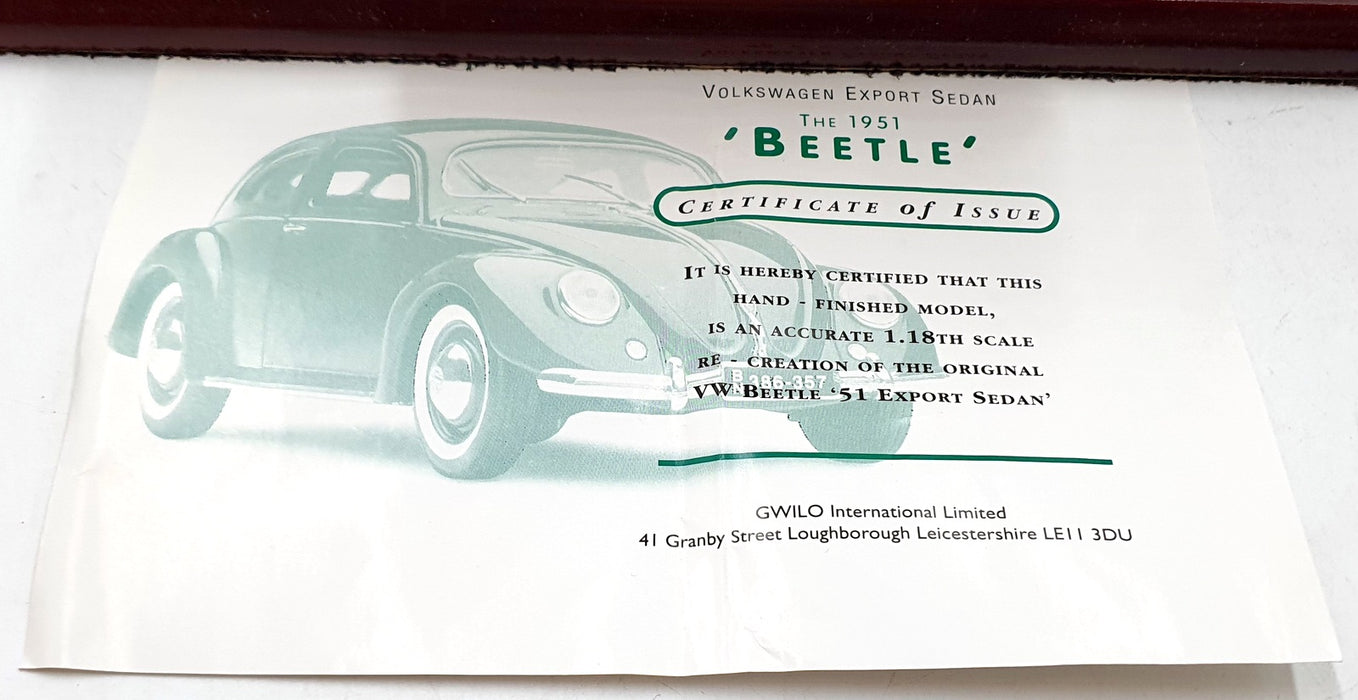 Maisto/Gwilo 1/18 Scale Diecast BEE51 - 1951 Volkswagen Beetle - Green