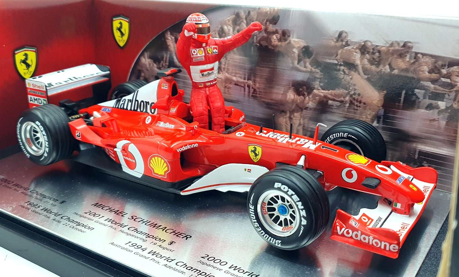 Hot Wheels 1/18 Scale Diecast 54614 - Michael Schumacher 1994 - 2002 World Champ