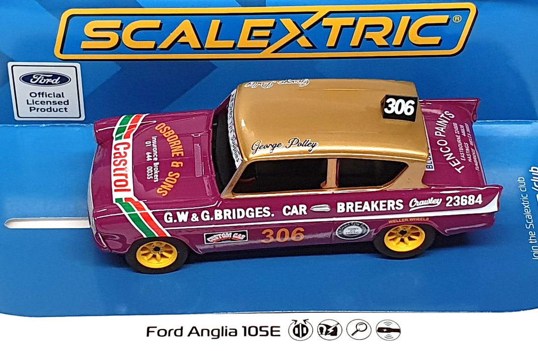 Scalextric 1/32 Scale Slot Car C4584 - Ford Anglia 105E #306 George Polley