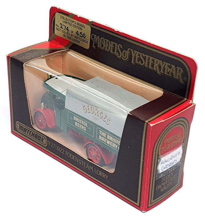Matchbox Diecast Y-27 - 1922 Foden Steam Lorry Georges REWORKED