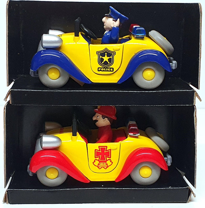 China Brand Appx 12cm Long Diecast DPL618 - 2x Cartoon Type Vehicles Fire Police