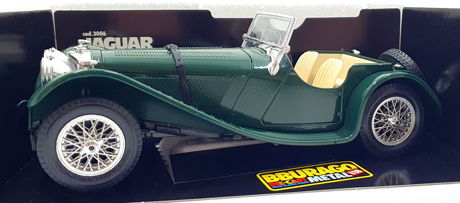 Burago 1/18 Scale Diecast 3006 - 1937 Jaguar SS 100 - Green