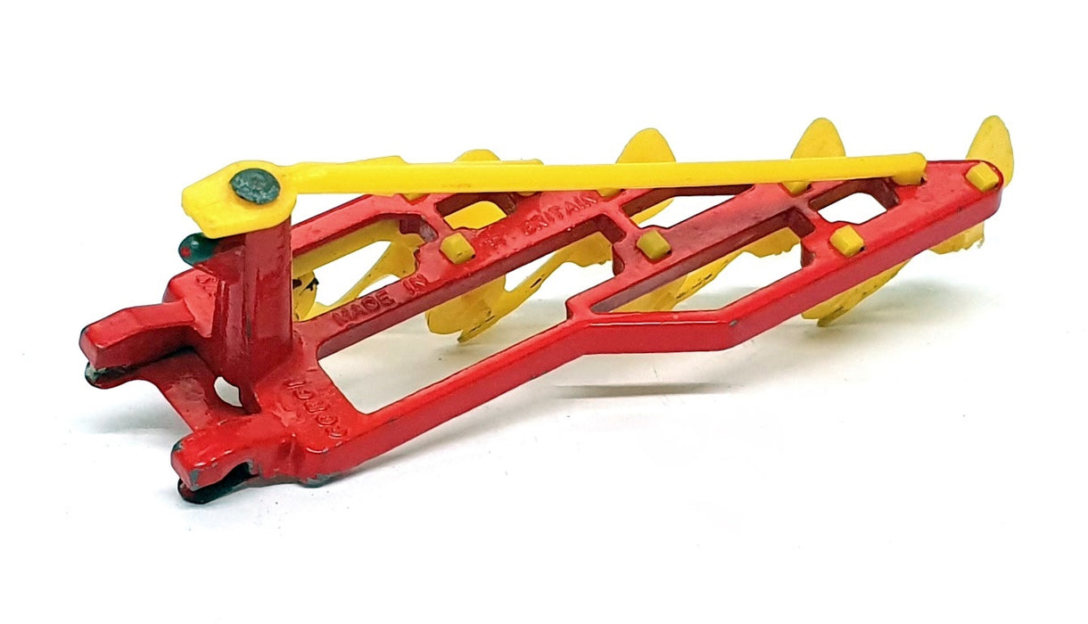 Corgi 9.5cm Long Original Diecast 56 - Four Furrow Plow - Yellow/Red