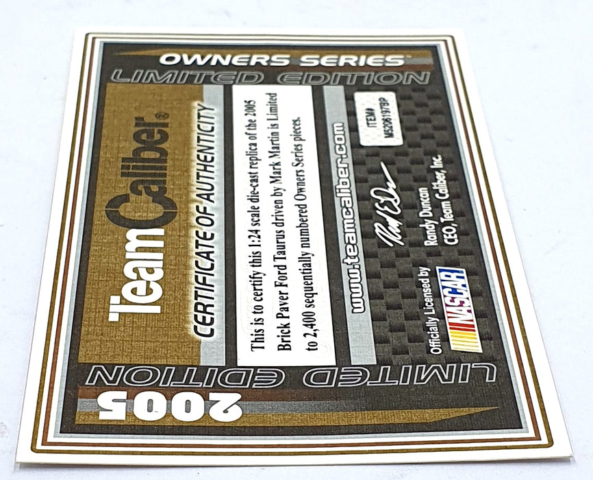 Team Caliber 1/24 Scale M5206197BP - Ford Taurus Nascar #6 Brick Paver - Martin