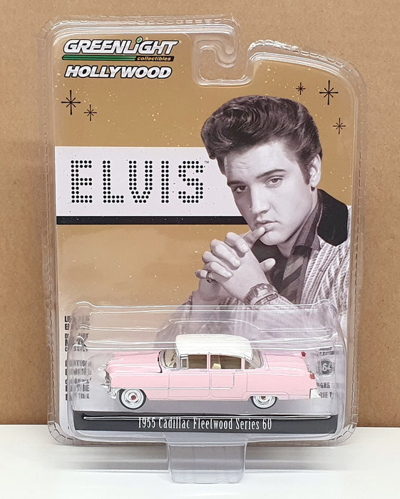 Greenlight 1/64 Scale 44740-C - Elvis 1955 Cadillac Fleetwood S60 - Pink/White