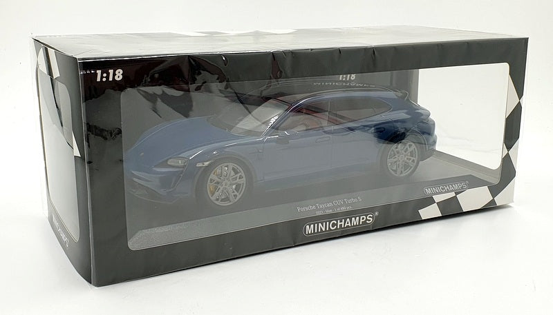 Minichamps 1/18 Scale Diecast 155 069301 - 2021 Porsche Taycan CUV Turbo S Blue