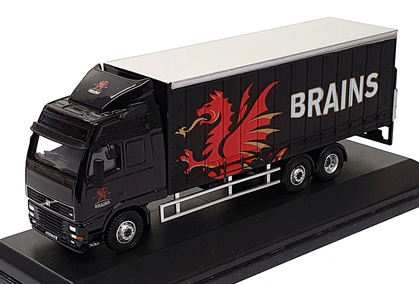 Oxford Diecast 1/76 Scale SP113 - Volvo FH Curtainside Truck Brains - Black 