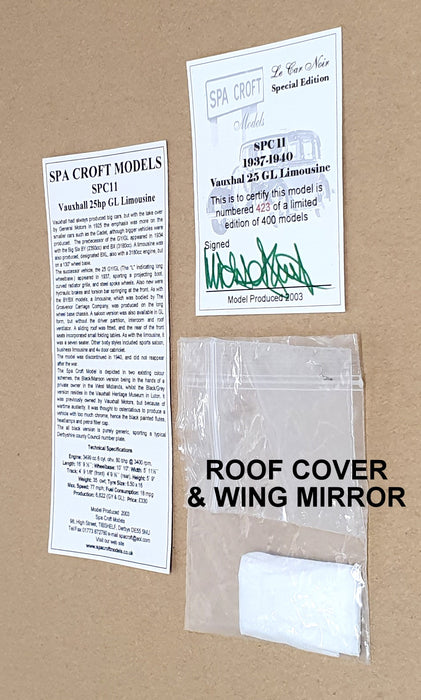 Spa Croft Models 1/43 Scale SPC11X - 1937-40 Vauxhall 25 GL Limousine - Black