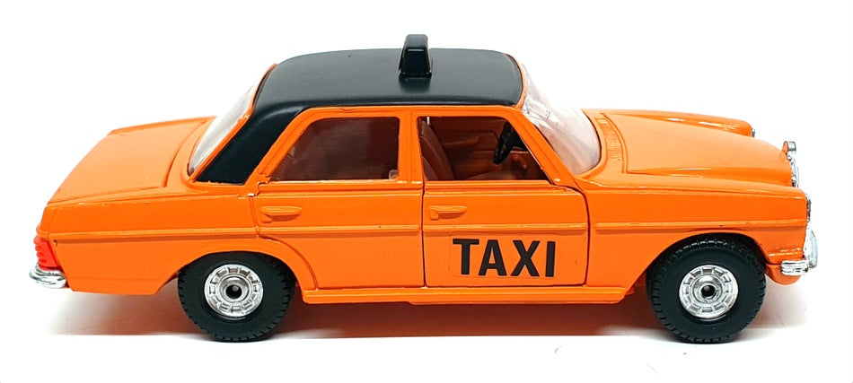 Corgi 13cm Long Diecast 411 - Mercedes Benz 240D Taxi - Orange/Black