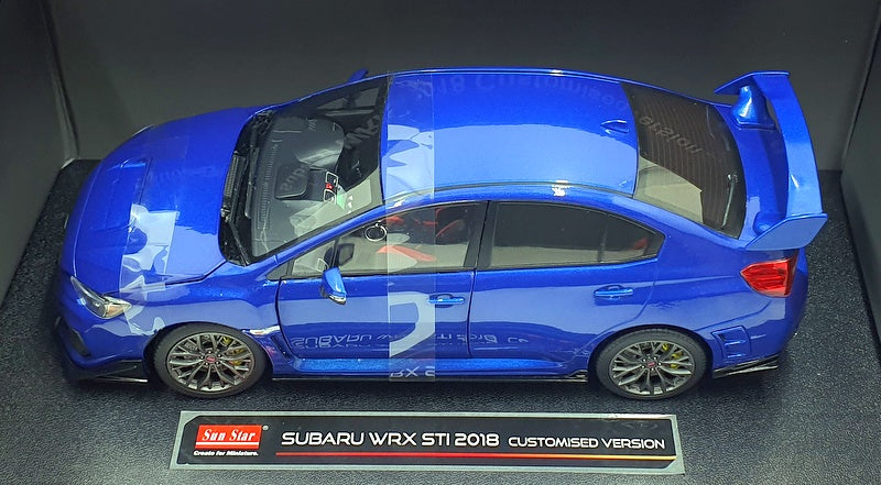 Sun Star 1/18 Scale Diecast 5555 - 2018 Subaru WRX Sti Custom WB Blue Pearl