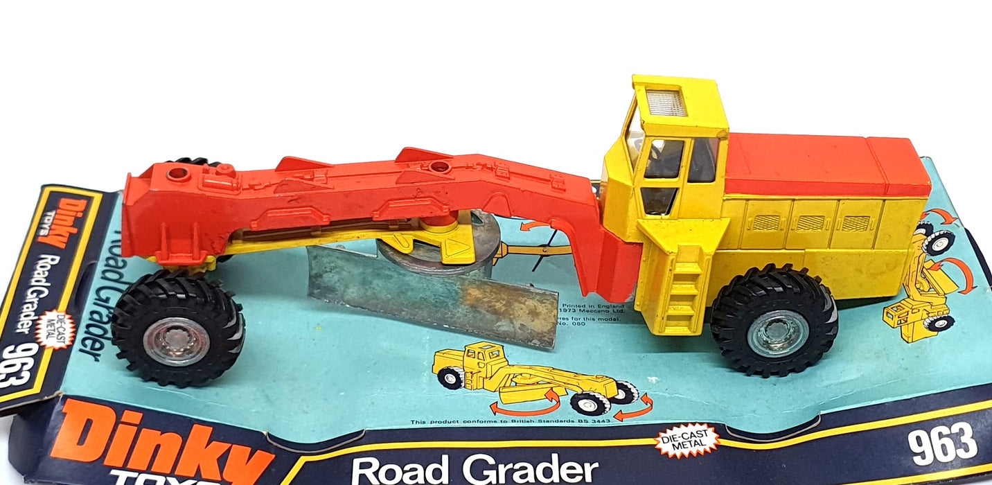 Dinky Toys Appx 30cm Long Original Diecast 963 - Road Grader - Yellow/Red