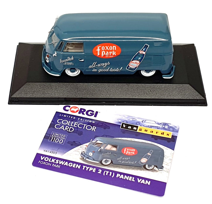 Vanguards 1/43 Scale VA14503 - VW Type 2 (T1) Panel Van Foxon Park - Blue