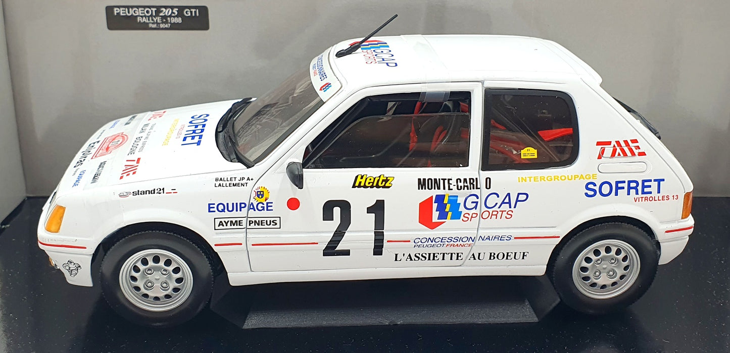 Solido 1/18 Scale Diecast 9047 - Peugeot 205 GTI Rallye 1988 #21 JP Ballet