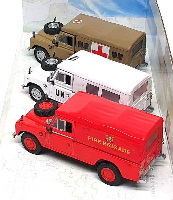 Cararama 1/43 Scale 035376 - 3x Land Rover Set UN Ambulance Fire