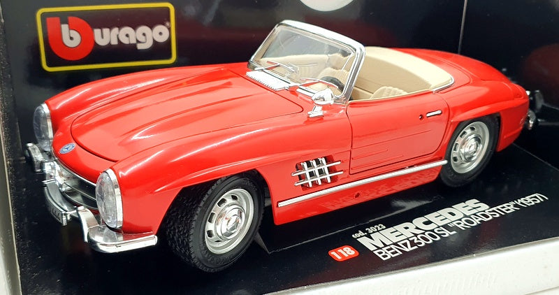 Burago 1/18 Scale Diecast 3023 - Mercedes-Benz 300SL Roadster 1957 - Red