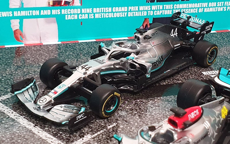 Burago 1/43 Scale 18-38093 - F1 Mercedes AMG 4pc Set W10, W12, W13, W15 Hamilton