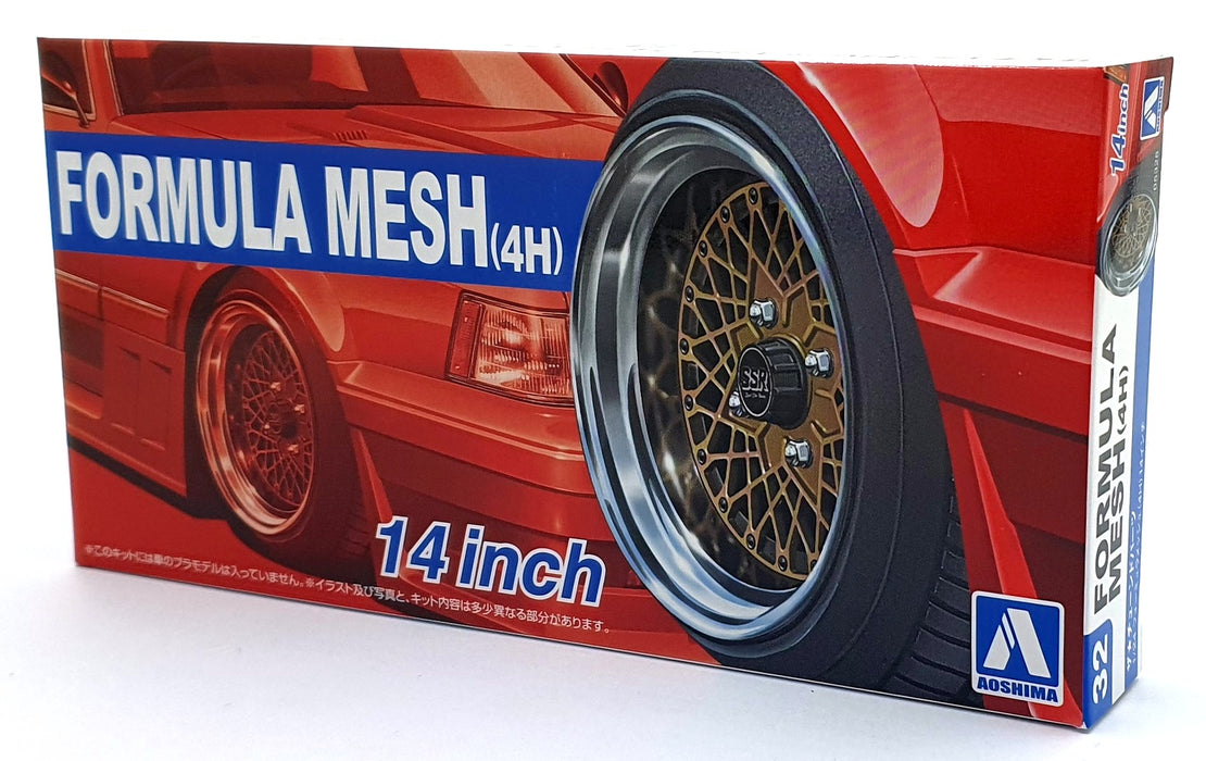 Aoshima 1/24 Scale 05235 - Formula Mesh (4h) 14' Wheels & Tyres Set #32