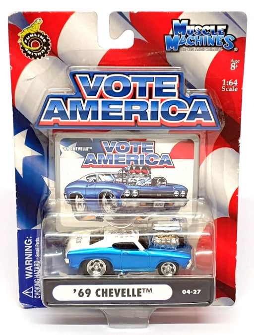 Muscle Machines 1/64 Scale 71161 04-27 - 1969 Chevrolet Chevelle - Blue/White