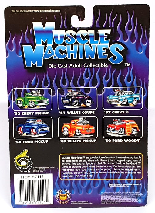 Muscle Machines 1/64 Scale 71151 01-88 - 1957 Chevrolet Chevy - Dk. Red/White