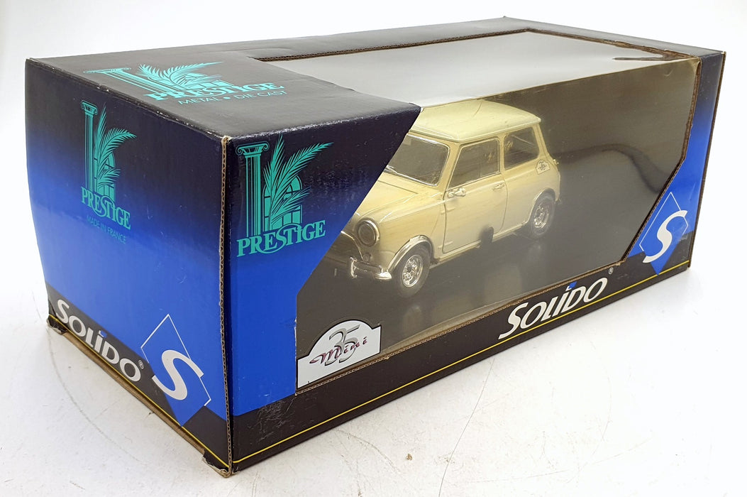 Solido 1/18 Scale Diecast  27411 - Austin Mini Cooper Mini 35 - Cream/White