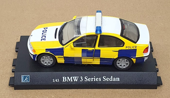 Cararama 1/43 Scale CARA19 - BMW 3 Series Sedan Police Car - Yellow/Blue