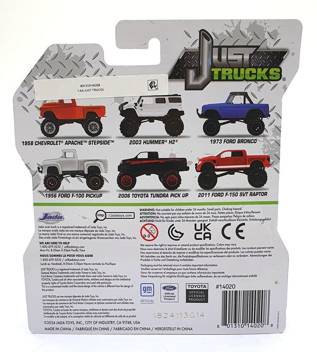 Jada Just Trucks 1/64 Scale 14020 - 1956 Ford F-100 PickUp - Silver w Flames