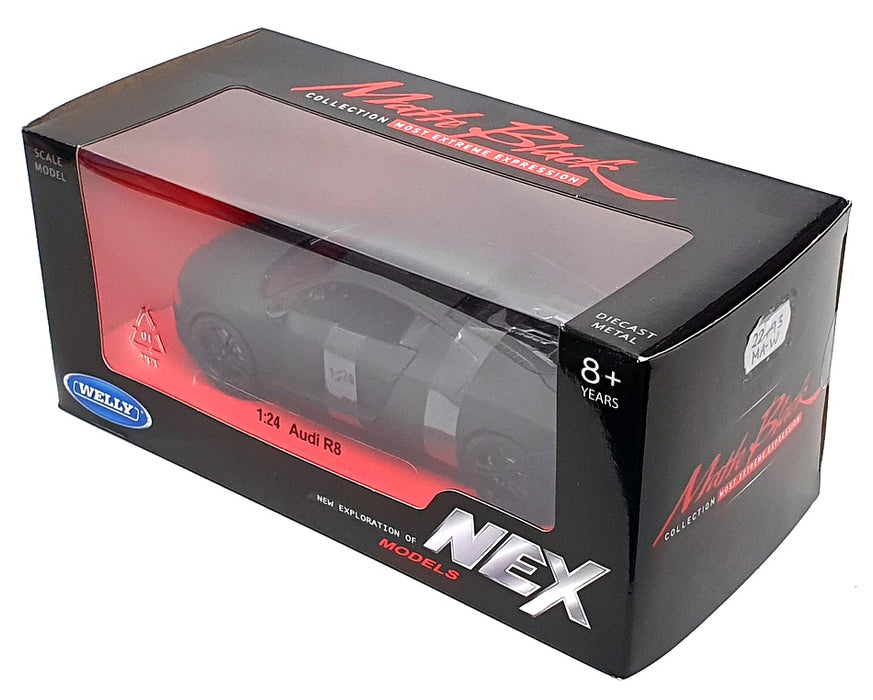 Welly NEX 1/24 Scale Diecast 22493MA-W - Audi R8 - Matte Black