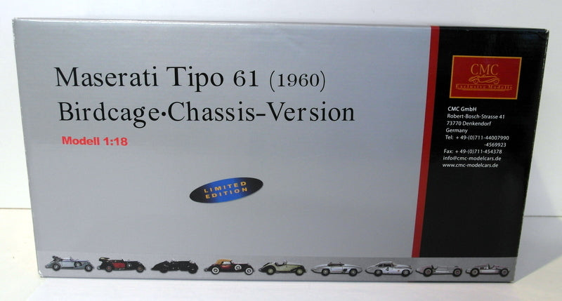 CMC 1/18 scale diecast - M-060 Maserati Tipo 61 Birdcage Chassis Version