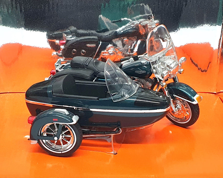 Maisto 1/18 Scale 31108 - 2001 Harley Davidson FLHRCI Rd King + Side Car - Green