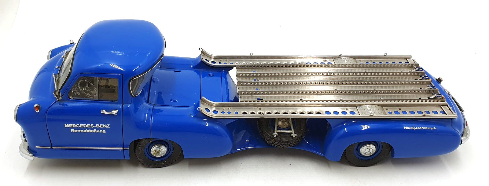CMC 1/18 Scale Diecast M-036 - 1954 Mercedes Benz Renntransporter Truck - Blue