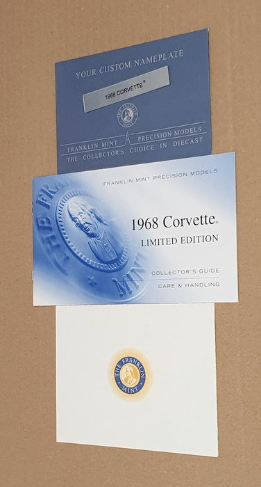 Franklin Mint 1/24 Scale B11E042 1968 Chevrolet Corvette Sport Coupe Silver Grey