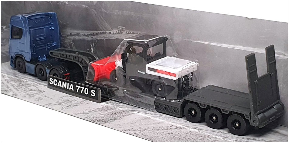 Maisto 11681 - Scania 770 S Big Hauler With Bobcat Excavator - Met Lt Blue