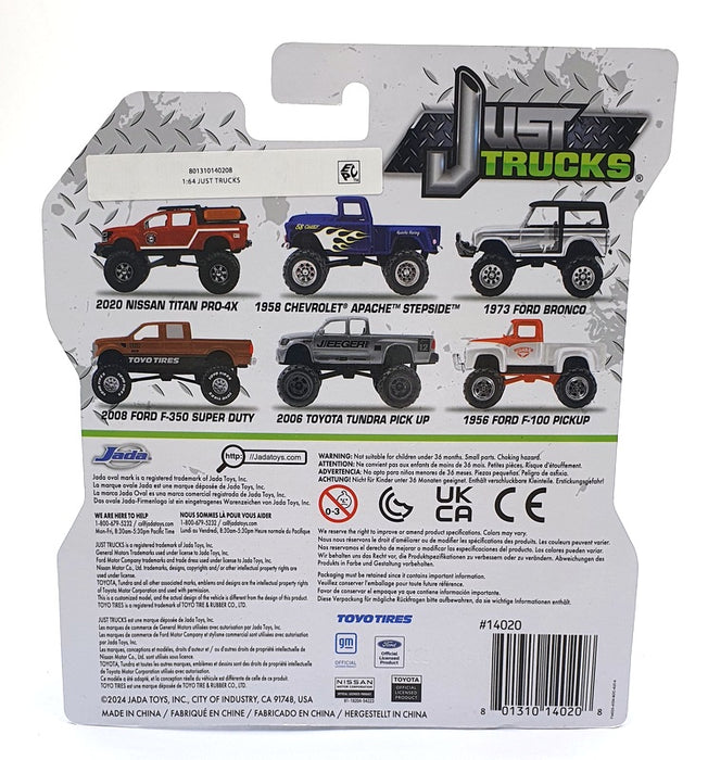 Jada Just Trucks 1/64 Scale 14020 - 1958 Chevrolet Apache Stepside - Blue