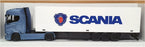 Burago 1/43 Scale 18-31468 - Scania Hauler Truck With Trailer - Met Blue/White