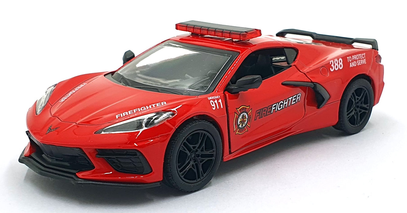 Kinsmart 1/36 Scale Pull Back & Go TY0109 - 2021 Corvette Fire Fighter Car - Red