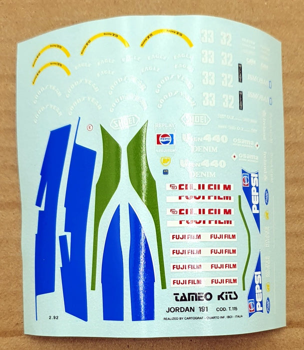 Tameo 1/43 Scale Unbuilt Kit TMK150 - Jordan 191 Japan GP 1991