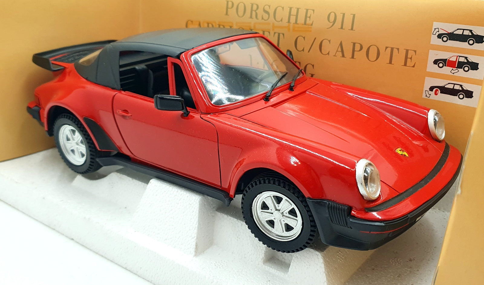 Polistil 1/16 Scale Diecast 016793 - Porsche 911 Cabriolet C/Capote - Red