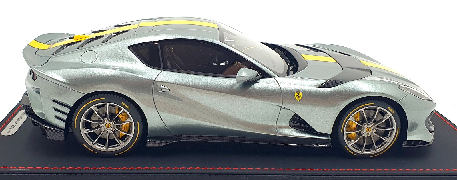BBR 1/18 Scale P18207A - Ferrari 812 Competizione 2021 - Grigio Coburn/Yellow