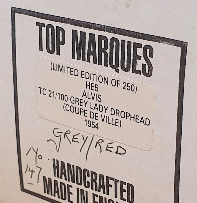 Top Marques 1/43 Scale HE5 - 1954 Alvis TC 21/100 Grey Lady D/Head - Grey/Red