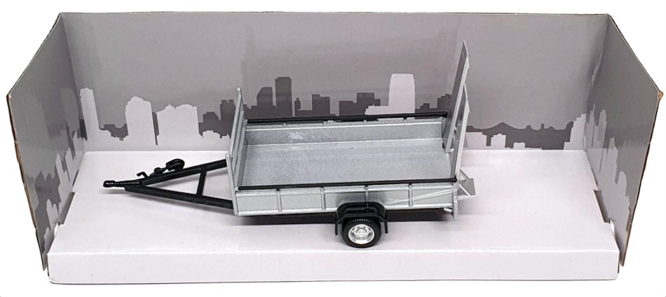 Cararama 1/43 Scale 4-92310 - Single Axle Car Trailer - Silver