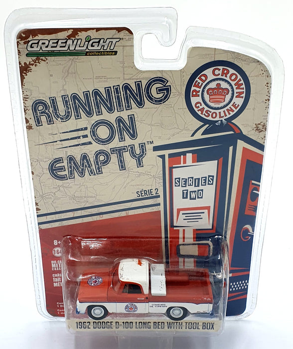 Greenlight 1/64 Scale 41020-A 1962 Dodge D-100 Long Bed with Tool Box Red/White