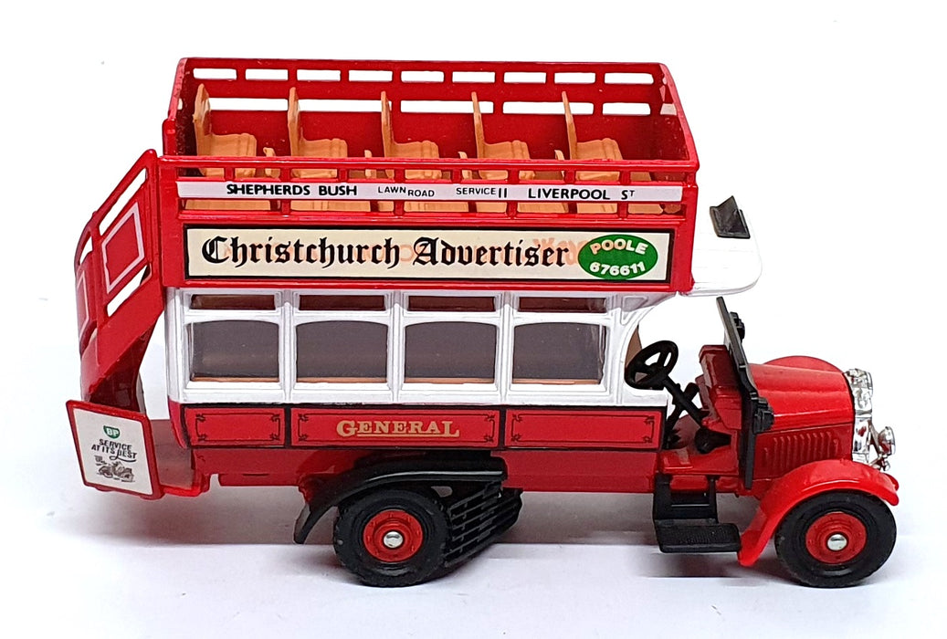 Corgi Appx 15cm Long TCB01A - Thornycroft Bus Christchurch Advertiser REWORKED