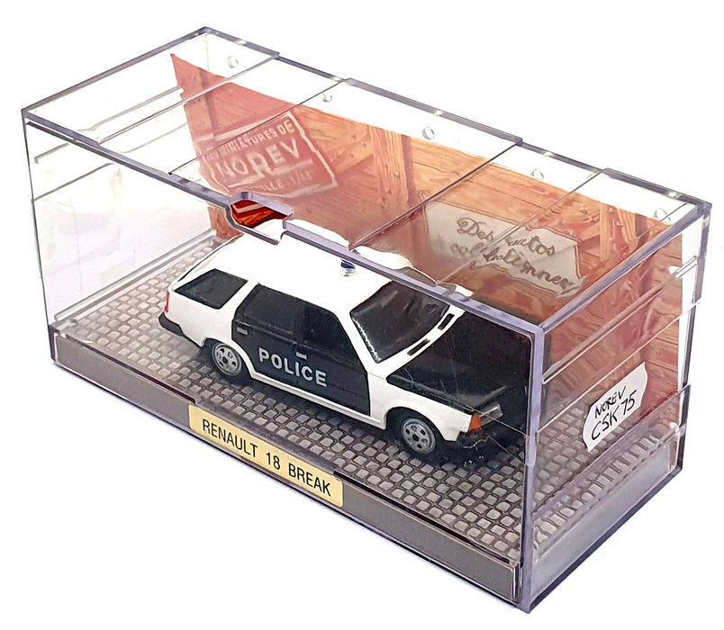 Norev 1/43 Scale Diecast CSK75 - Renault 18 Break Police Car - Black/White