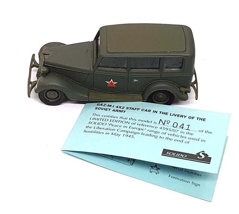 Solido 1/43 Scale 4595/7 - GAZ-M1 Staff Car Soviet Army - Green