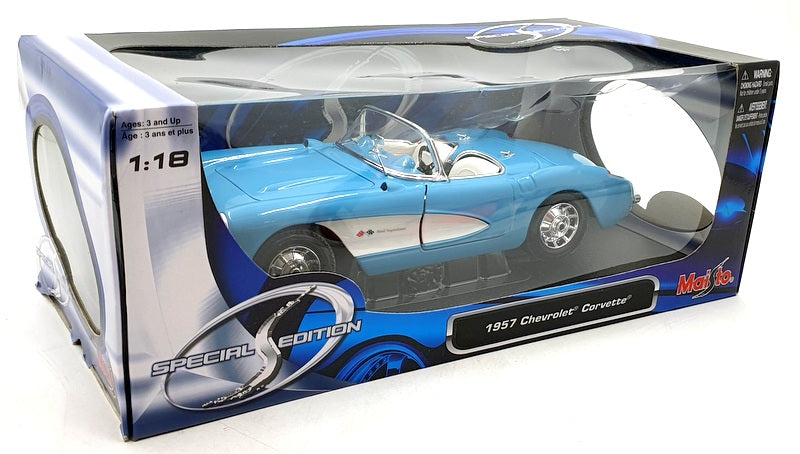 Maisto 1/18 Scale Diecast 31139 - 1957 Chevrolet Corvette - Blue/White