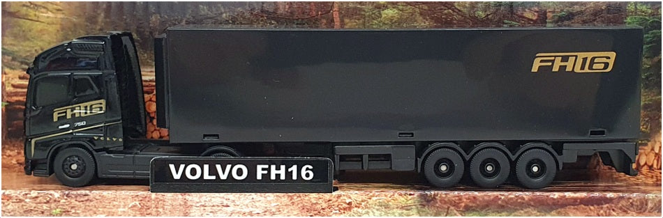 Maisto Appx 18cm Long Diecast 11682 - Volvo FH16 Truck & Trailer - Black