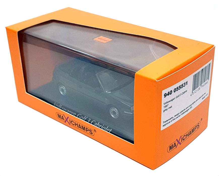 Maxichamps 1/43 Scale 940 055531 - 1997 Volkswagen Golf 3 Cabrio - Met Grey